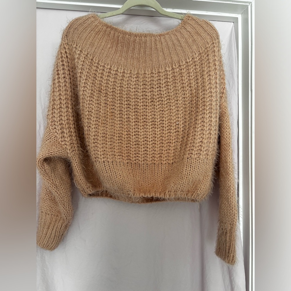 Off the shoulder pink sweater